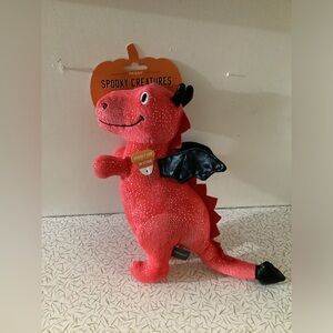 Fringe Halloween Spooky Creature Red Hot Devil Angel T-Rex Squeaky Plush Dog Toy